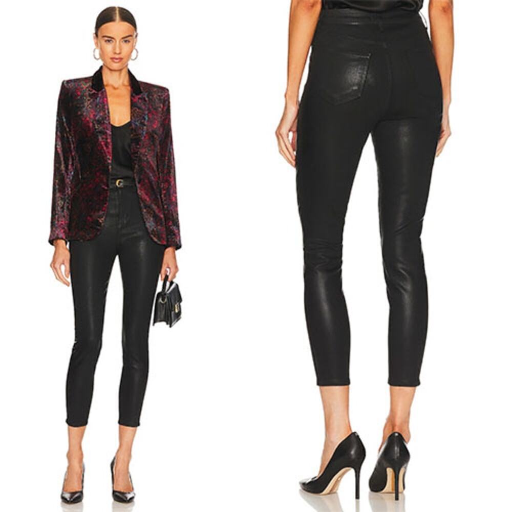 NEW L'agence Akira Ultra High Rise Skinny Jeans Women's Noir Coated Size: 24